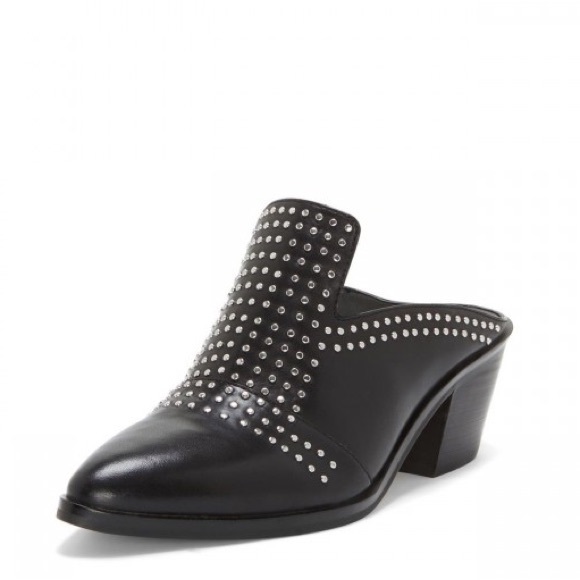 1. STATE Black Studded Rivet Detail Block Heel Mules - Picture 2 of 6